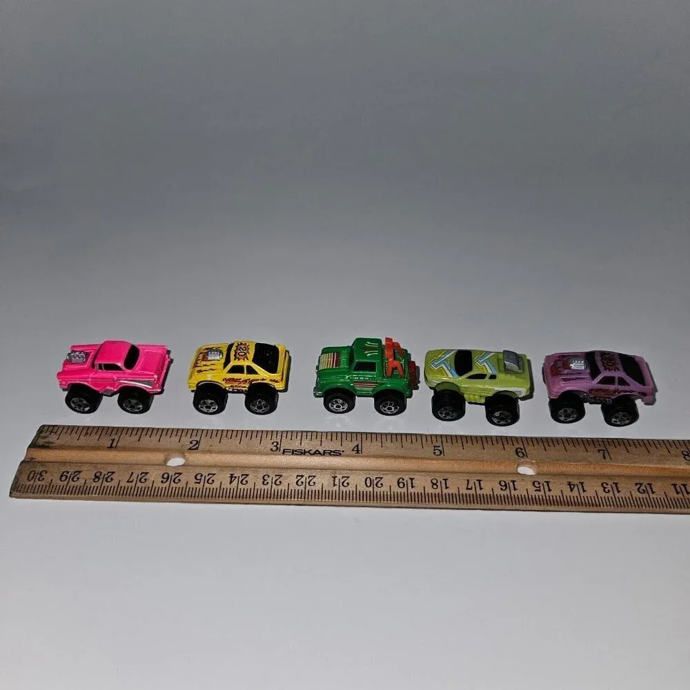 5 VTG Road Champs Mini Monster Wheels Lot Small Micro Pink Yellow Green Purple